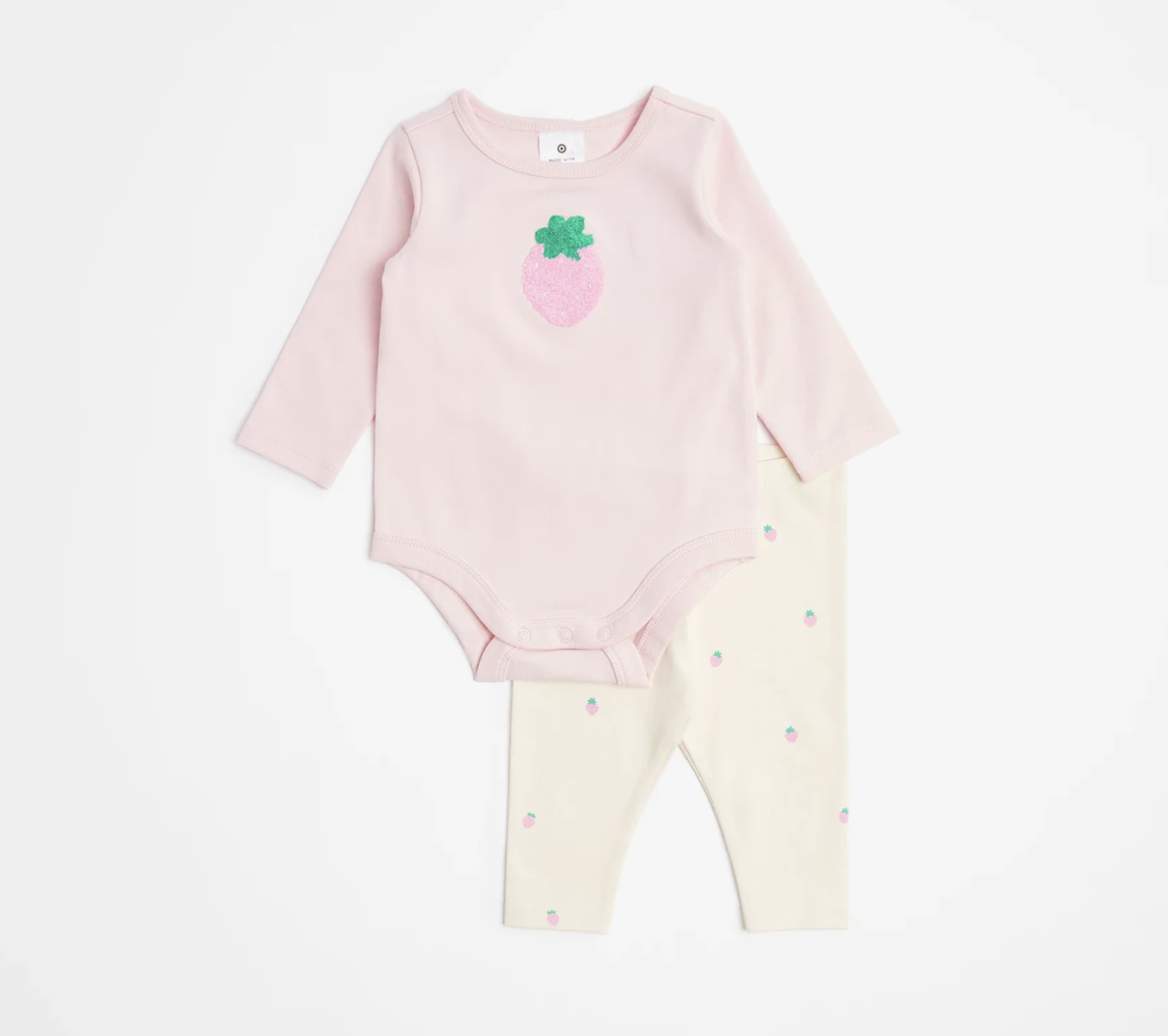 Baby Organic Cotton Bodysuit and Leggings 2 Piece Set - Strawberry - Target